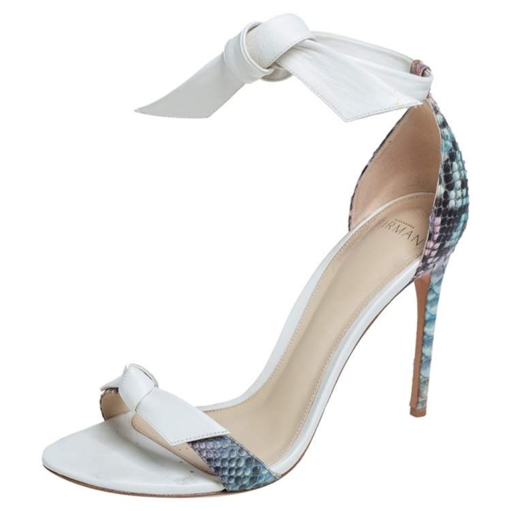 Alexandre Birman multicolour snake print white heels